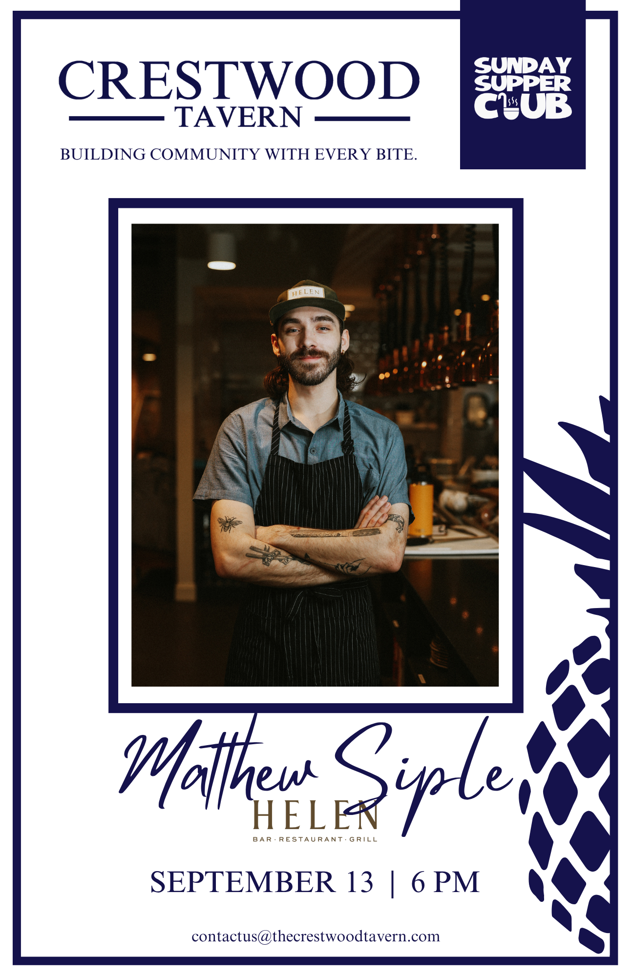 Sunday Supper Club poster - Matthew Siple (Sept 2026)