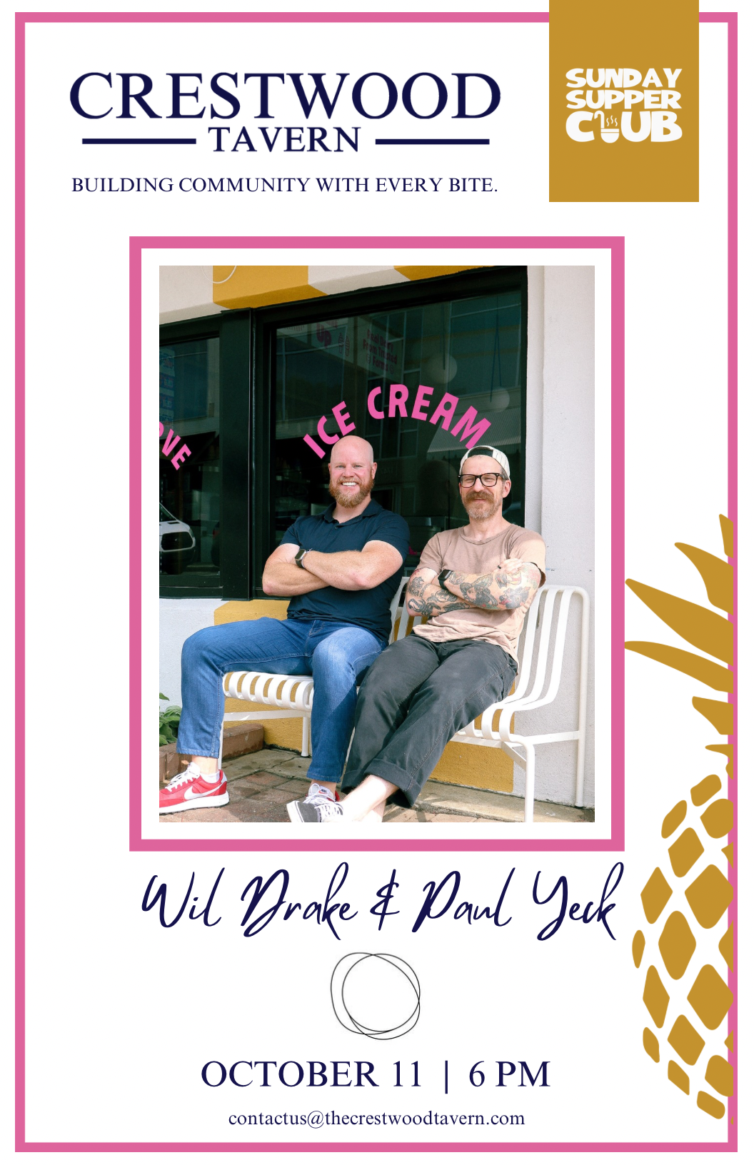 Sunday Supper Club poster - DrakeYork (Oct 2026)